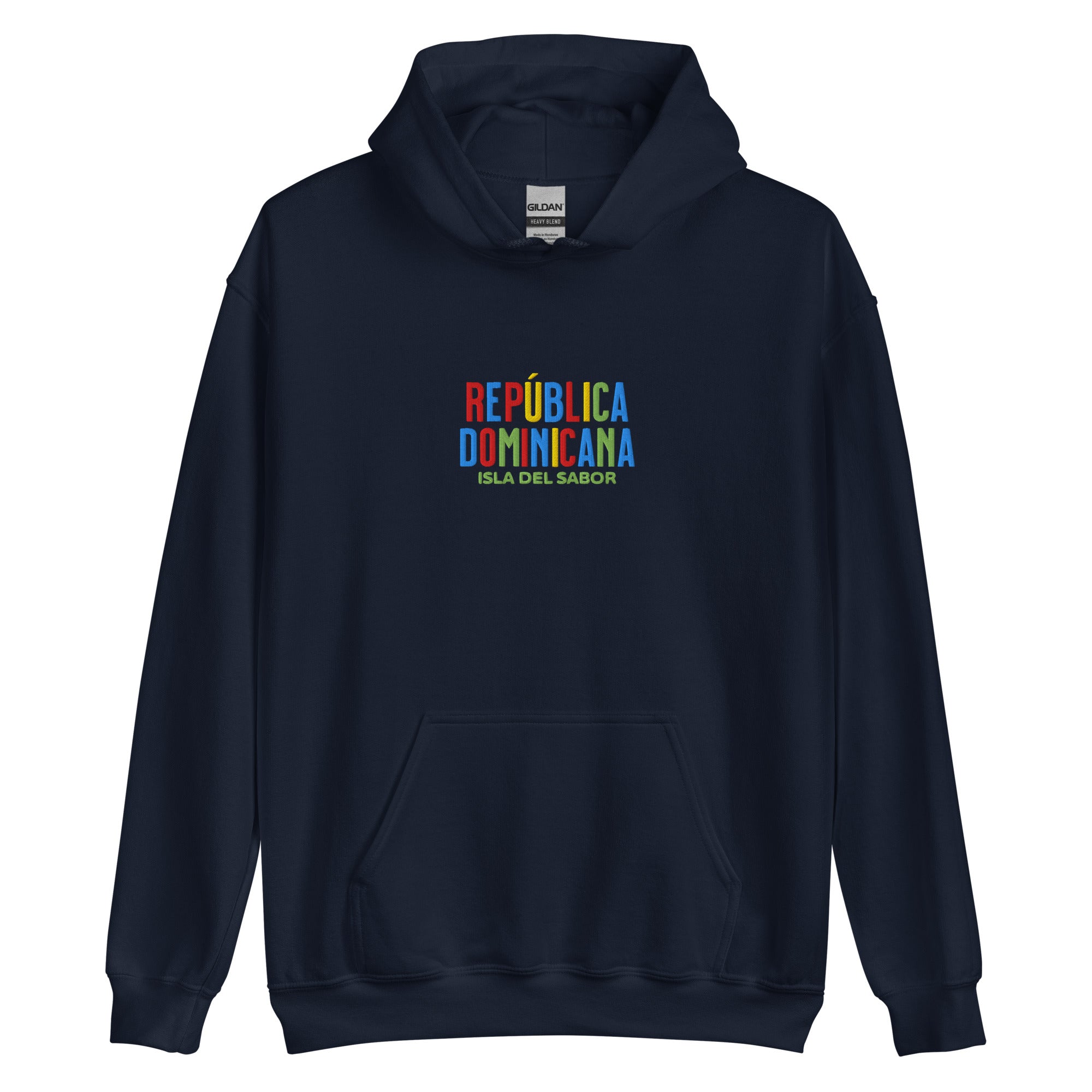 Hoodie bordado con la frase “Isla del Sabor”, inspiración cultural de República Dominicana.